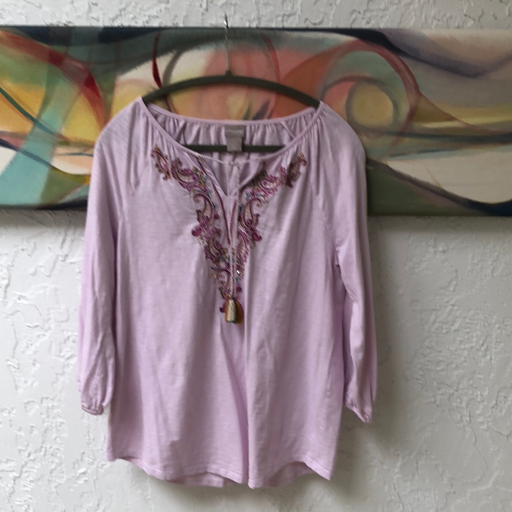 Chico’s Lavender Embroidered Top!
